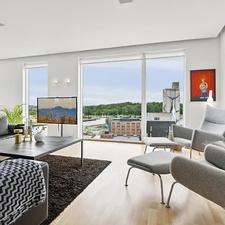 Lejlighed I Penthouse Med Fire Terrasser Balkoner Og En Fantastisk Udsigt Over Havn * Odense