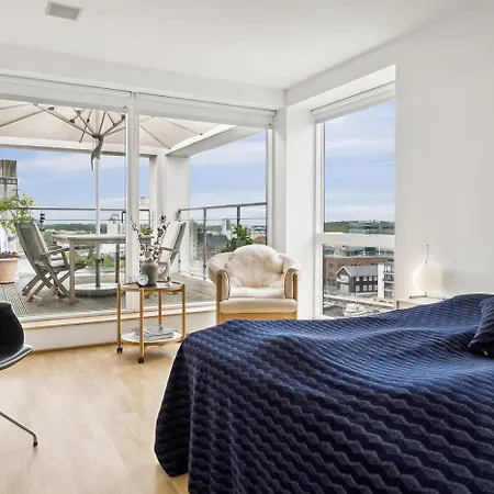 Lejlighed I Penthouse Med Fire Terrasser Balkoner Og En Fantastisk Udsigt Over Havn Semesterbostad Odense